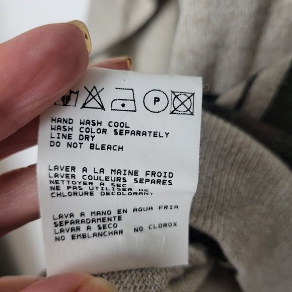 Raffi Size L Men's Wool Blend Pull-Over Sweater Tan Crew Neck - Picture 7 of 9